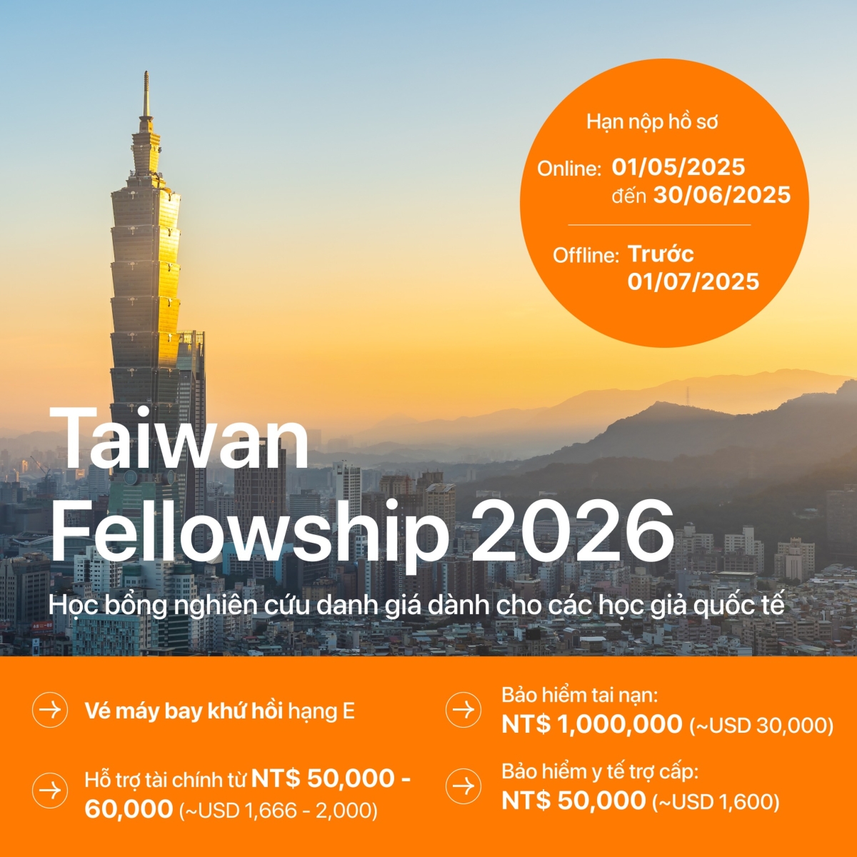  Taiwan Fellowship 2026 – Học bổng nghiên cứu danh giá dành cho các học giả quốc tế