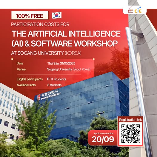 100% Free Participation in the AI & Software Workshop at Sogang University, South Korea 2025
