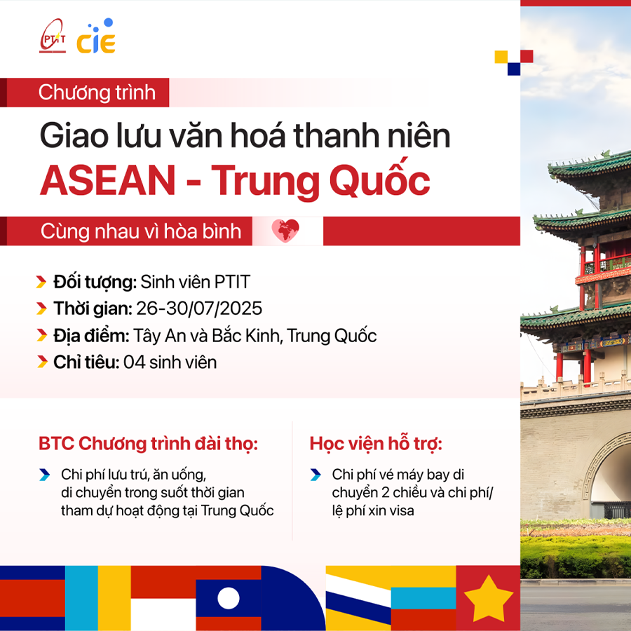 Sinh viên PTIT nhận tài trợ 100% khi tham gia giao lưu văn hóa tại Trung Quốc